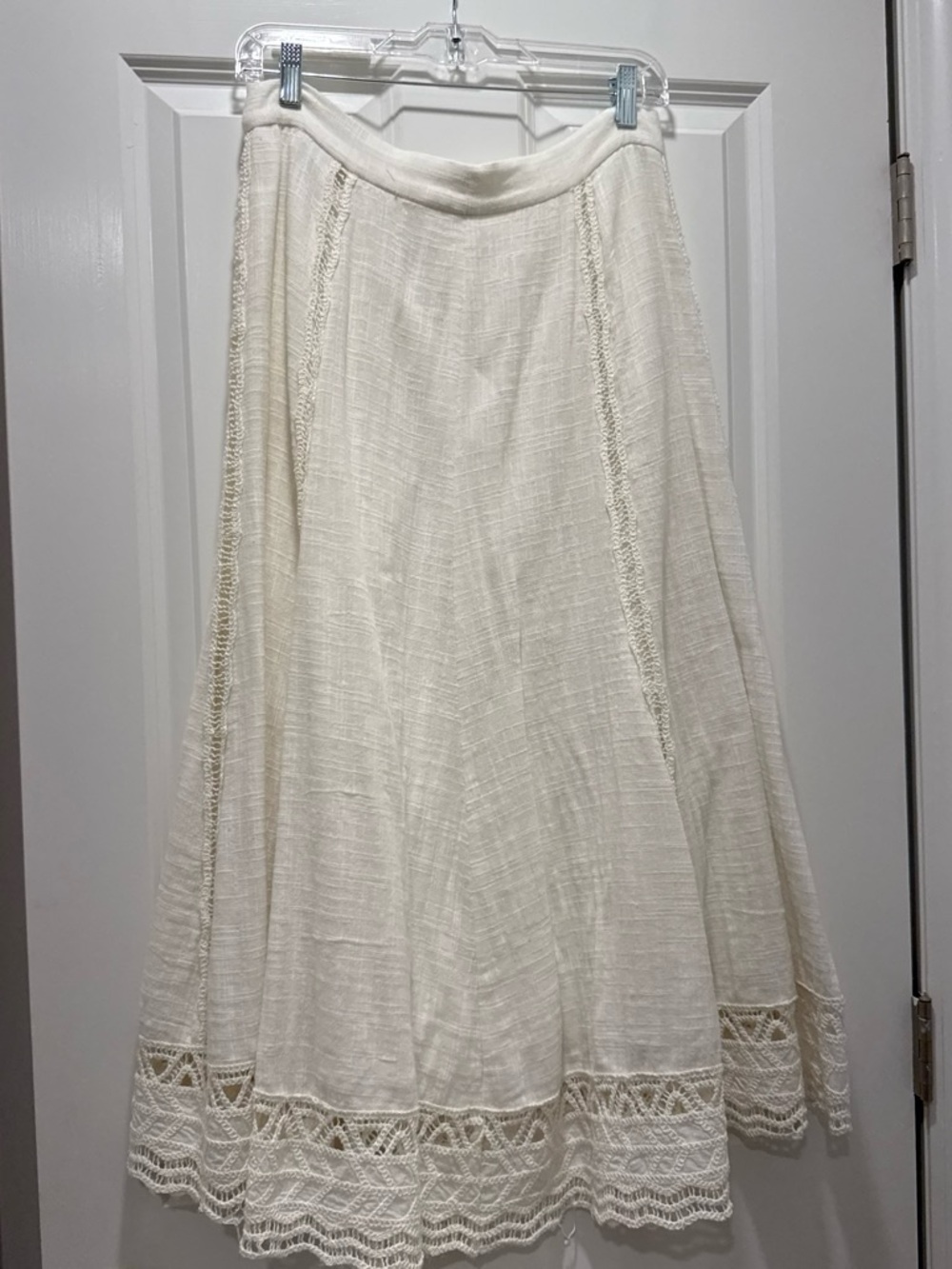 Zara Cream Maxi Skirt with Lace Hem